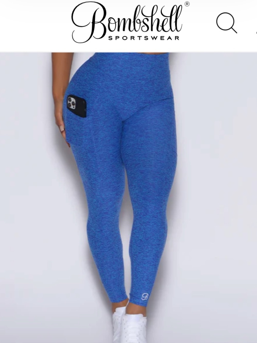 Bombshell Sportswear Blue High-Waist V-Back Leggings with Side Pocket